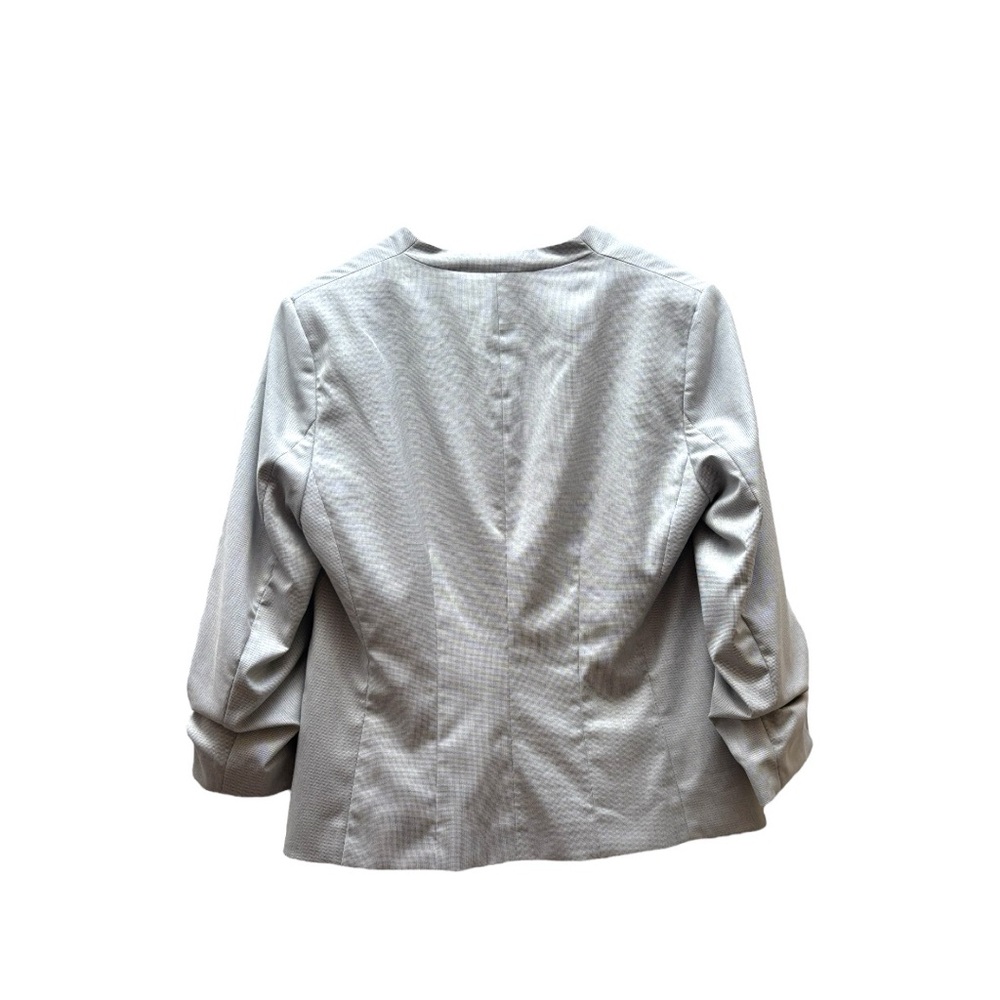 H&M Gray Blazer with Crew Neckline and Ruched Sleeves - Picture 2 of 5